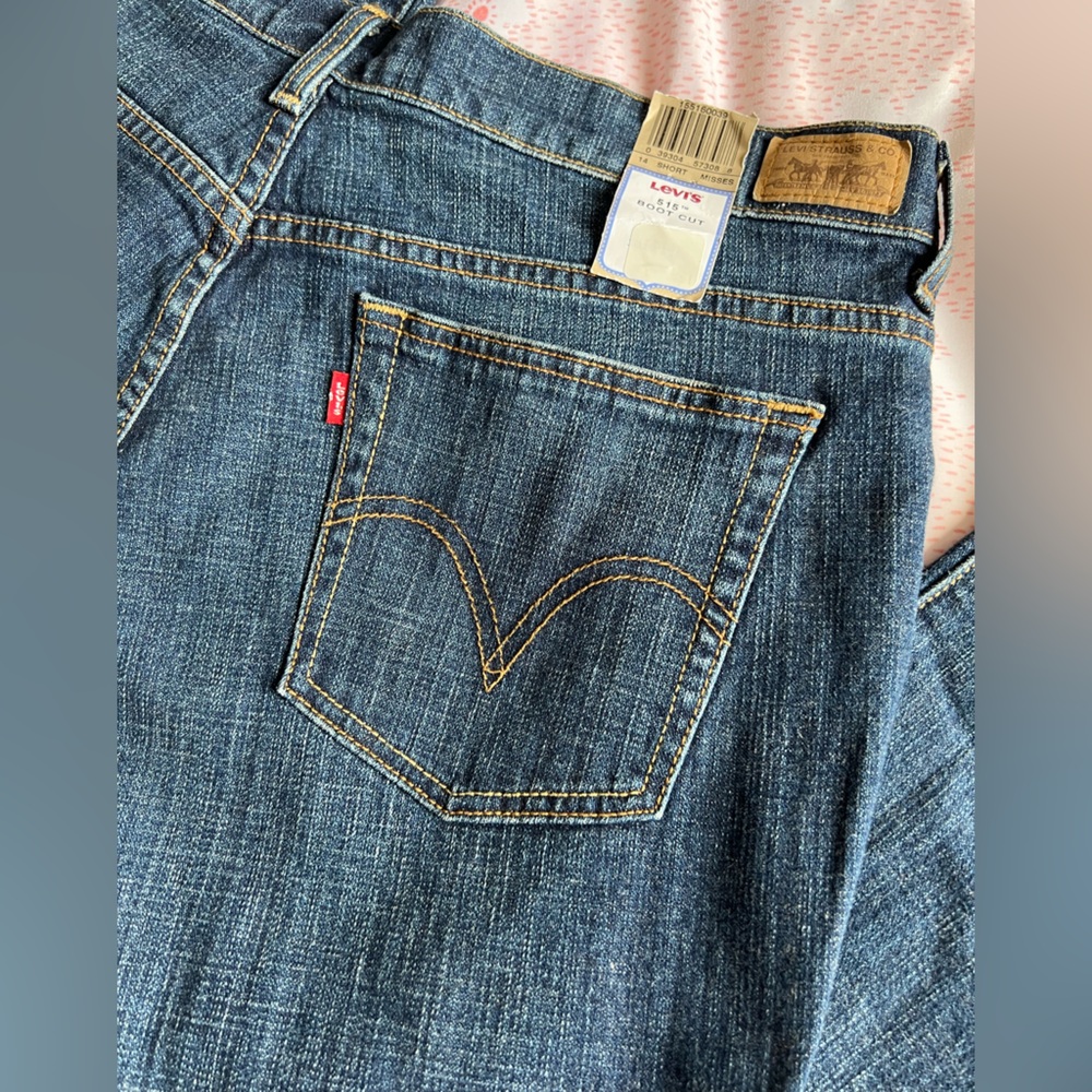 NWT LEVIS 515 Boot Cut Mid Rise Blue Sapphire Jeans Women’s 14 Short